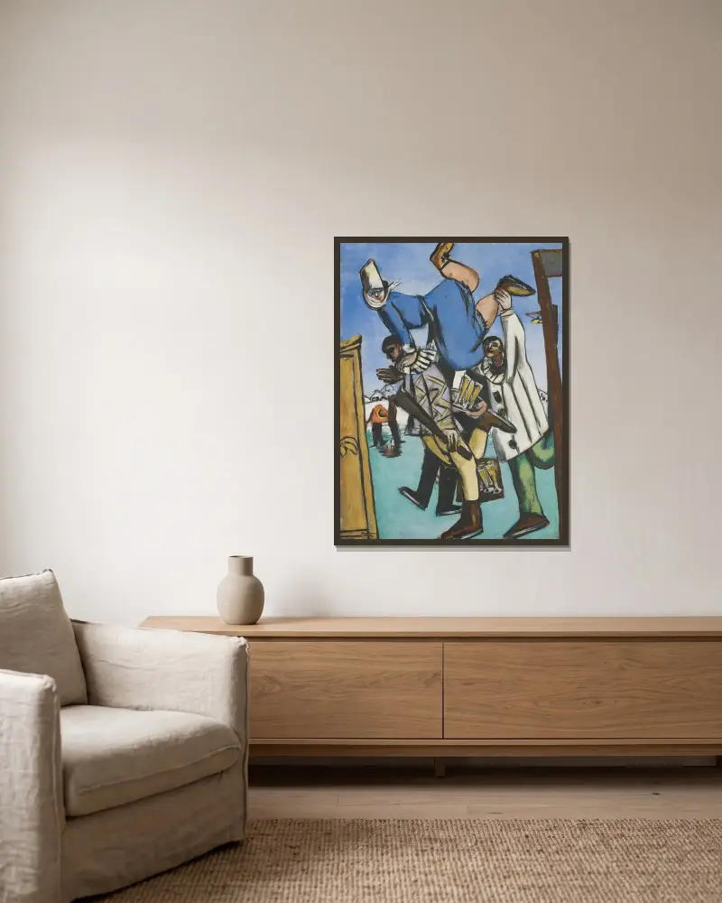 Die Schlittschuhläufer von Max Beckmann gerahmt an einer Wand
