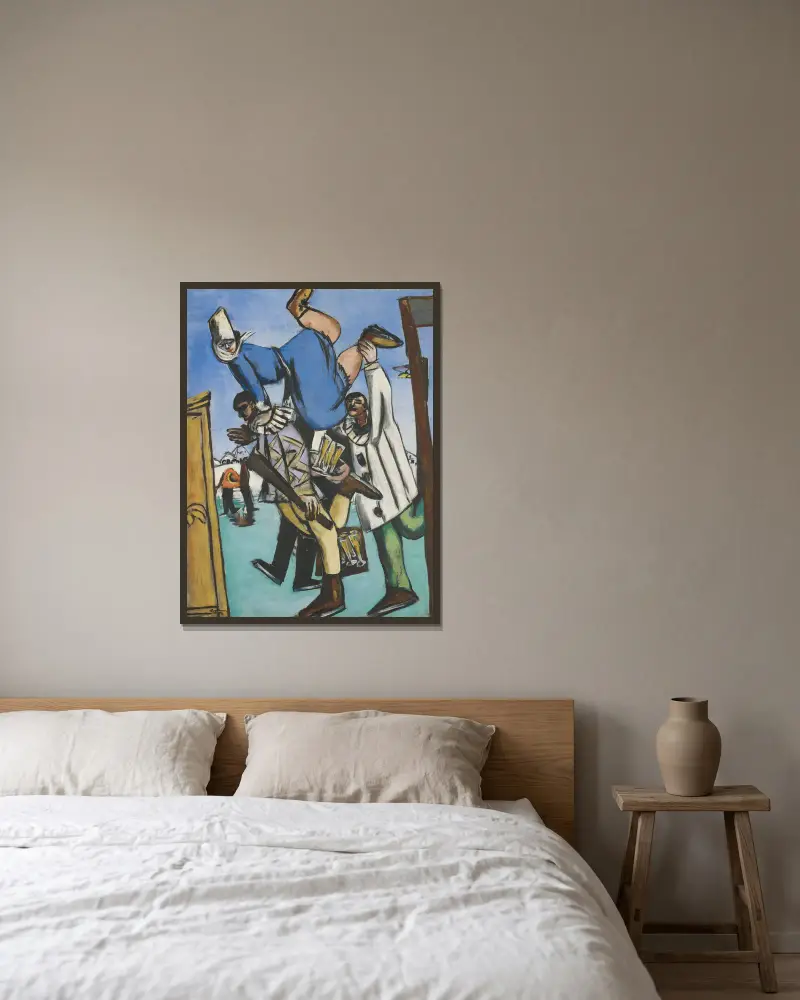 Die Schlittschuhläufer von Max Beckmann gerahmt an einer Wand
