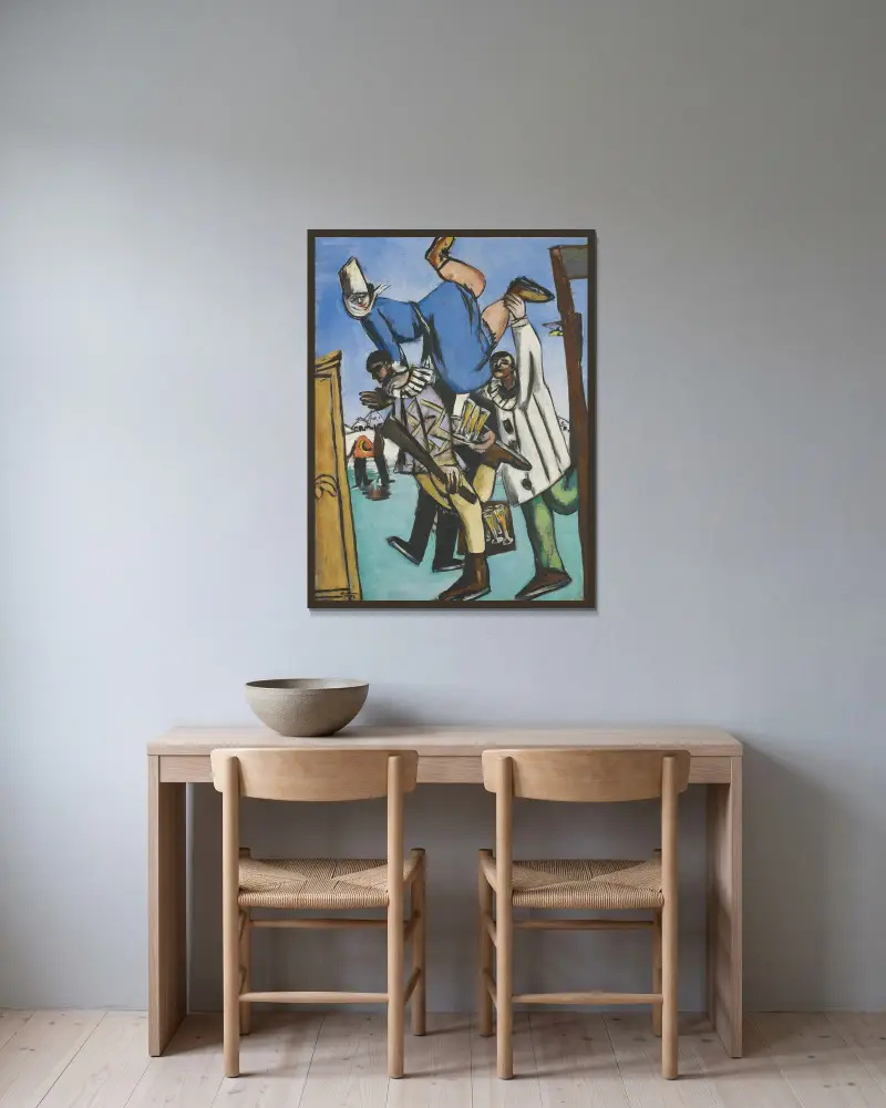 Die Schlittschuhläufer von Max Beckmann gerahmt an einer Wand