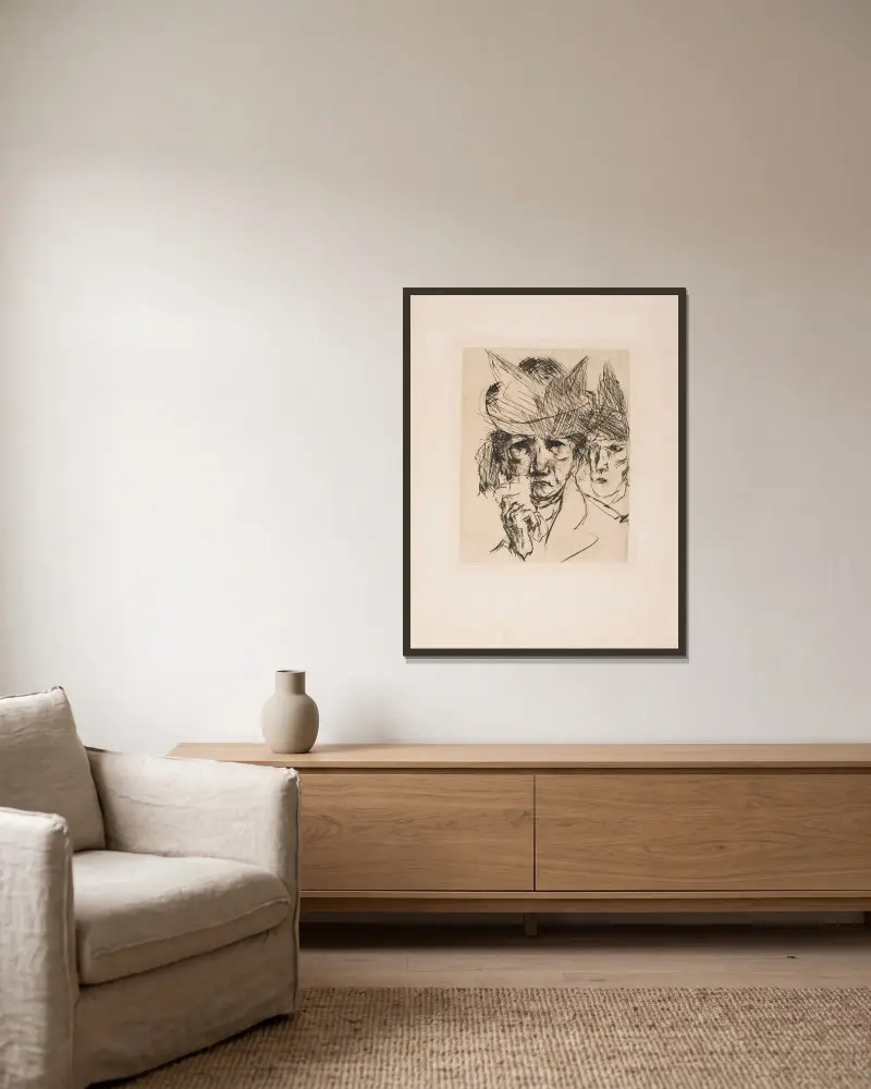 Weinende Frau von Max Beckmann gerahmt an einer Wand