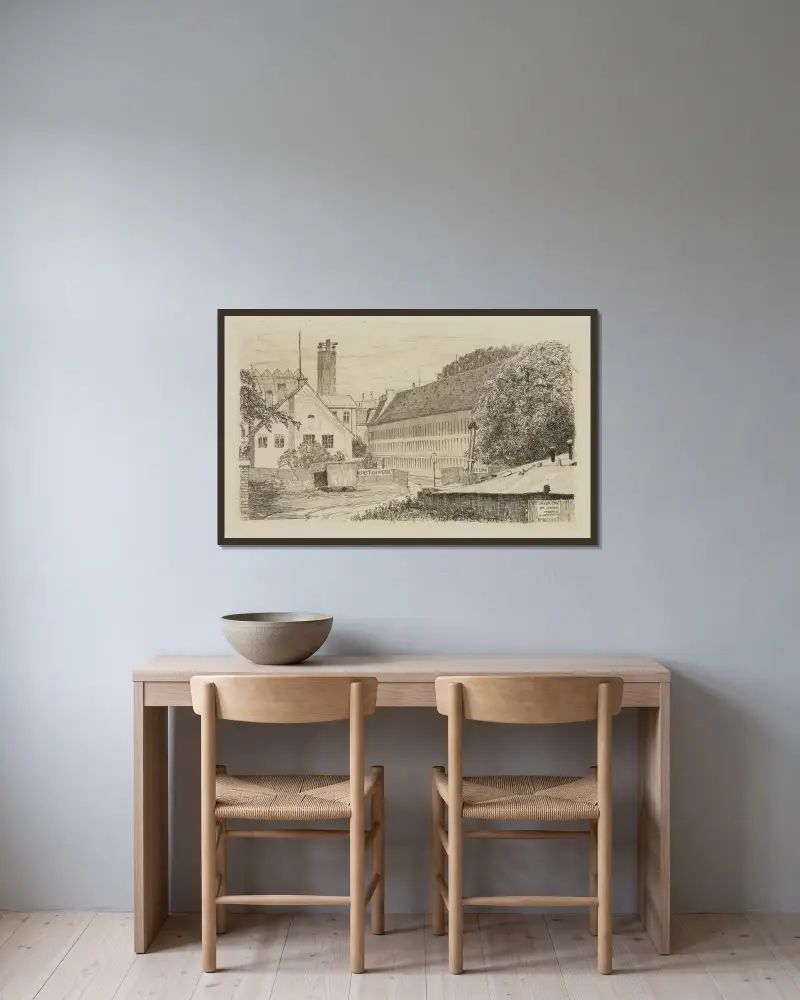 Altes Kunstgewerbe-Museum av Max Klinger inramad på en vägg