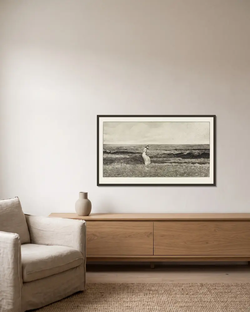 Am Meer (Intermezzi, Opus IV, Blatt 2) von Max Klinger gerahmt an einer Wand