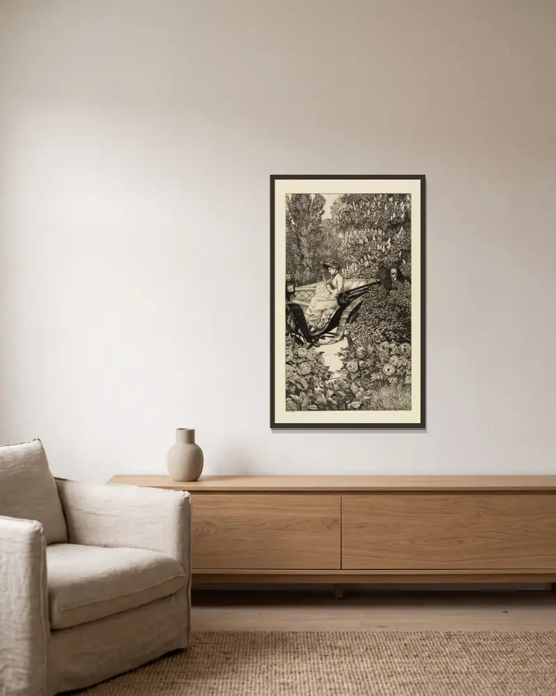 Begegnung (Erste Begegnung) (Eine Liebe, Opus X, Blatt 2) von Max Klinger gerahmt an einer Wand