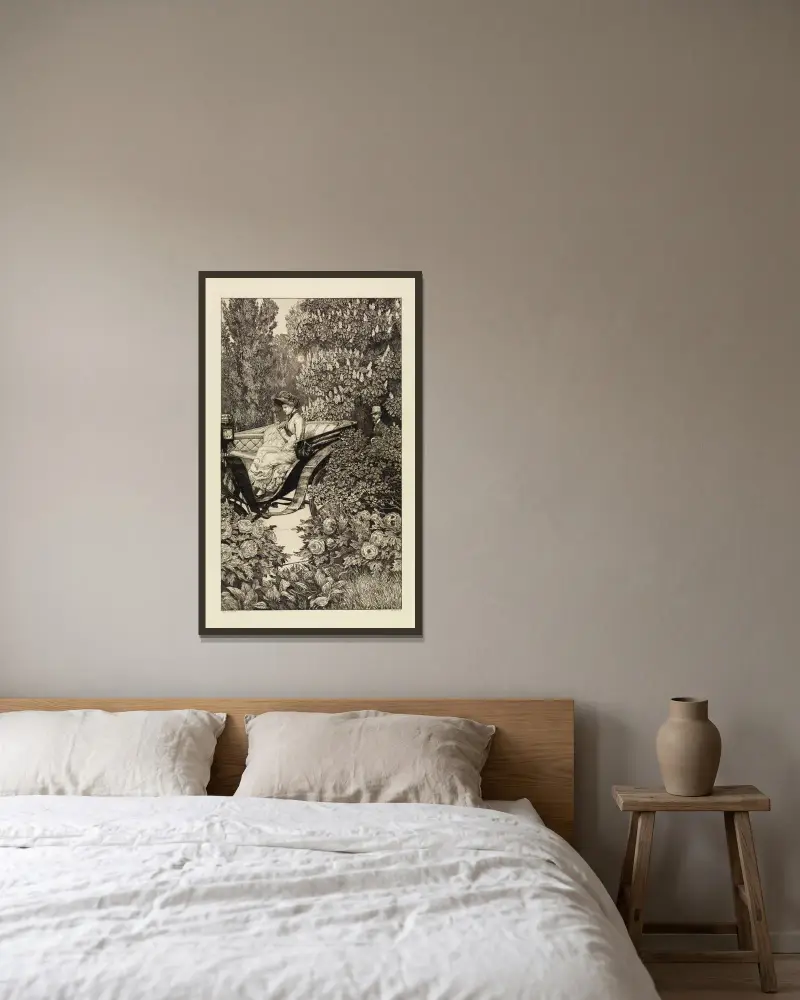 Begegnung (Erste Begegnung) (Eine Liebe, Opus X, Blatt 2) von Max Klinger gerahmt an einer Wand