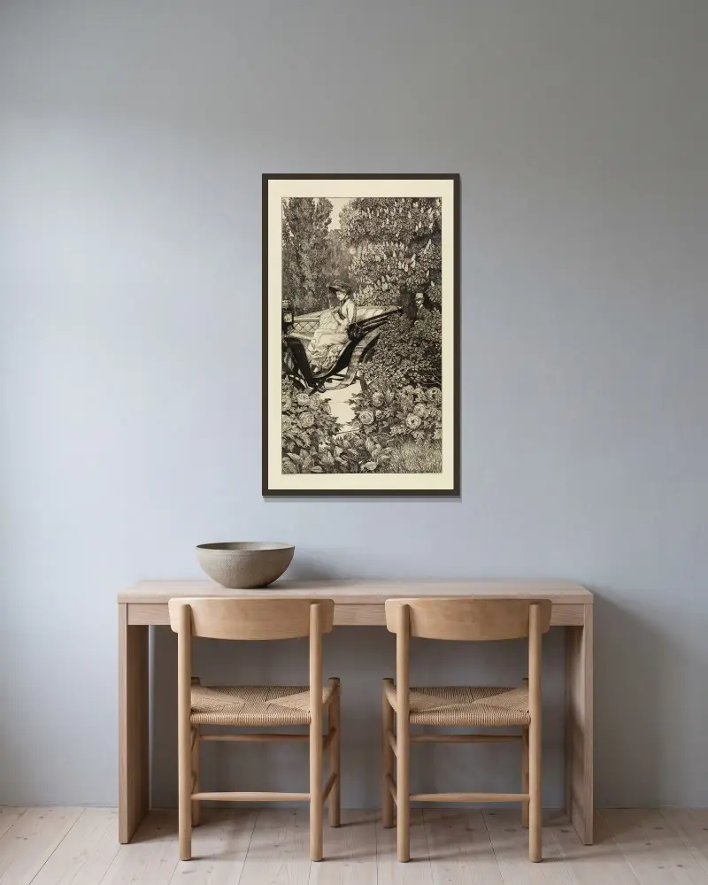 Begegnung (Erste Begegnung) (Eine Liebe, Opus X, Blatt 2) von Max Klinger gerahmt an einer Wand