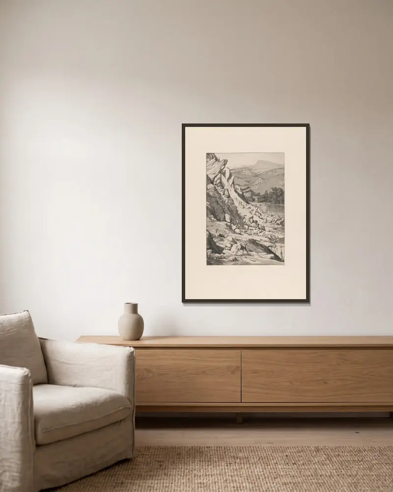 Bergsturz von Max Klinger gerahmt an einer Wand