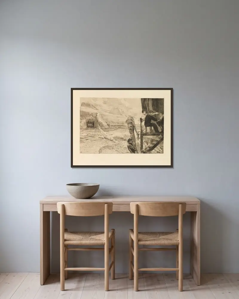 Brahmsfantasie von Max Klinger gerahmt an einer Wand