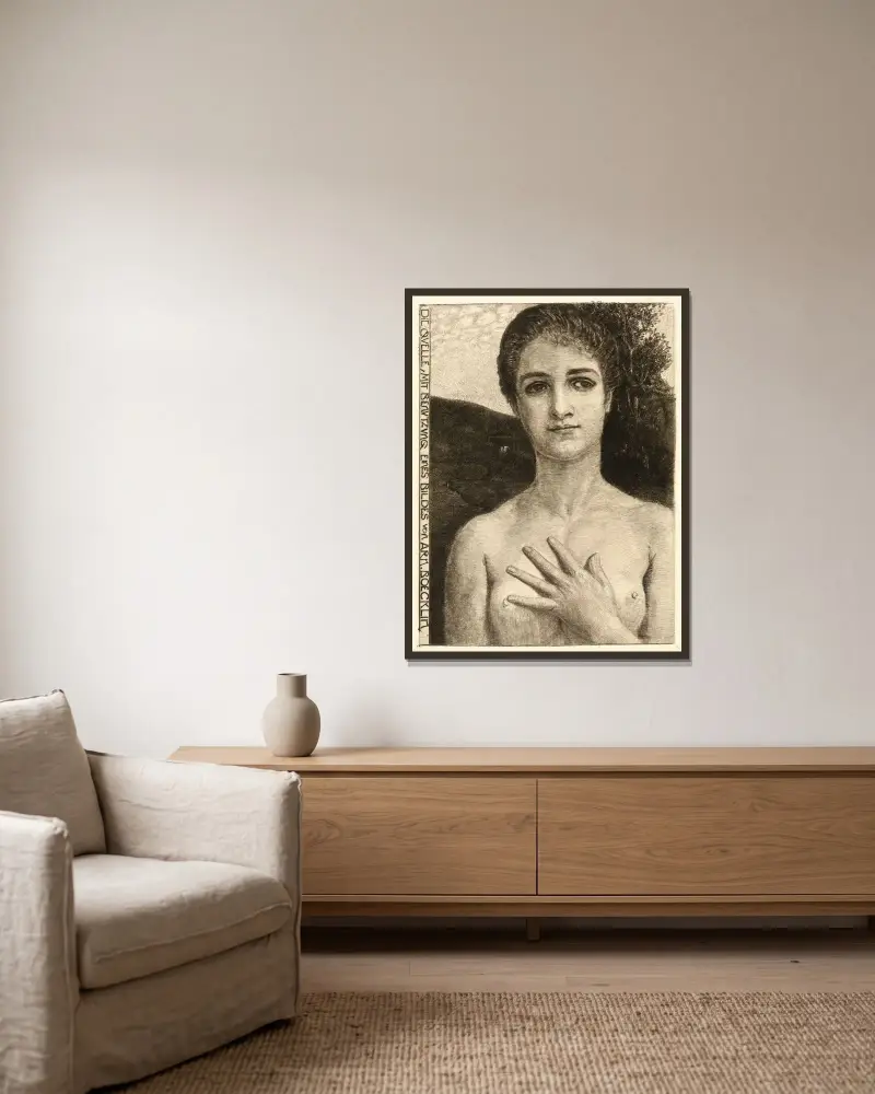 Die Quelle von Max Klinger gerahmt an einer Wand