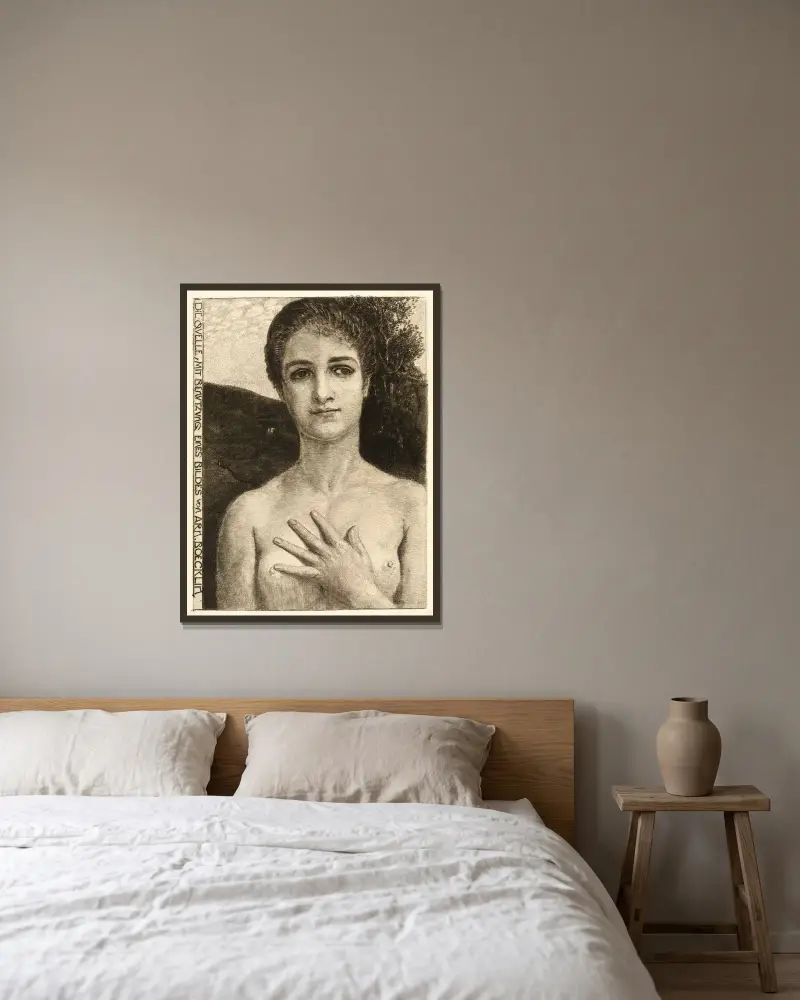 Die Quelle von Max Klinger gerahmt an einer Wand