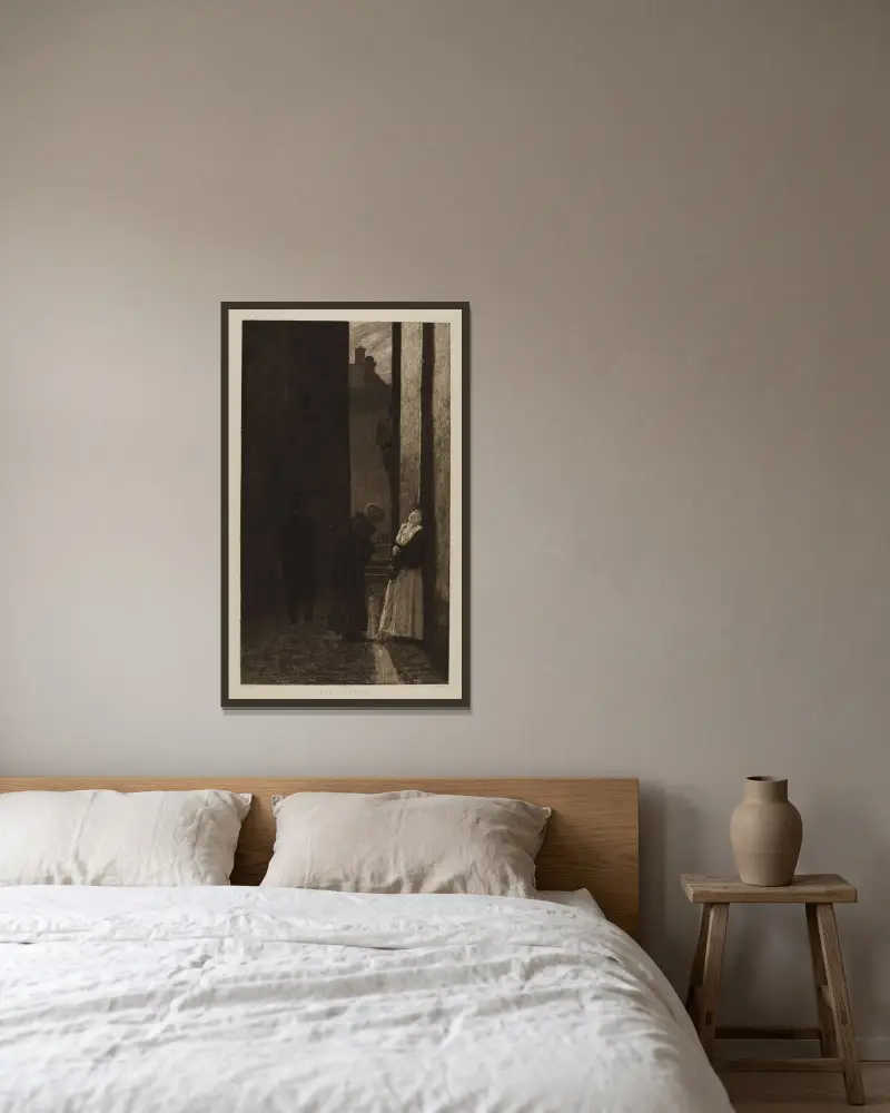 Ein Schritt von Max Klinger gerahmt an einer Wand