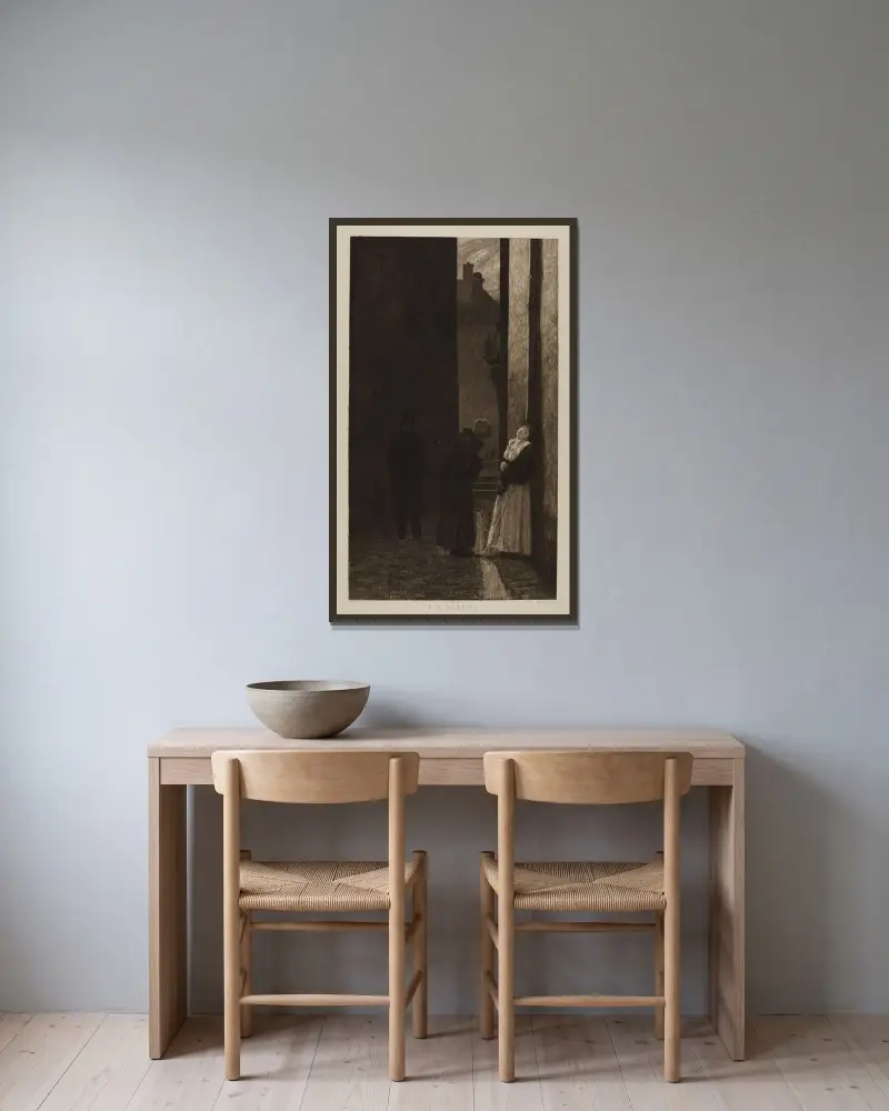 Ein Schritt von Max Klinger gerahmt an einer Wand