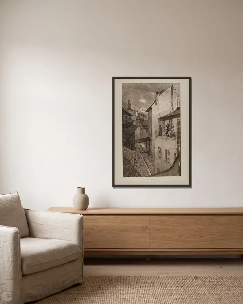 Eine Mutter I von Max Klinger gerahmt an einer Wand