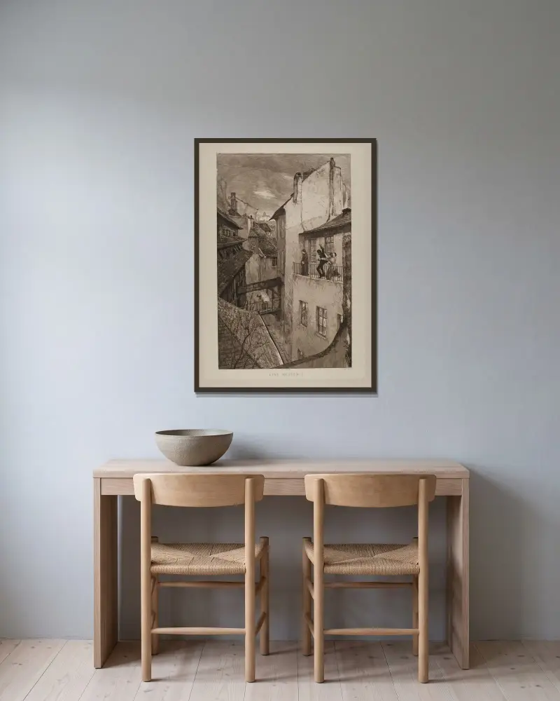 Eine Mutter I von Max Klinger gerahmt an einer Wand