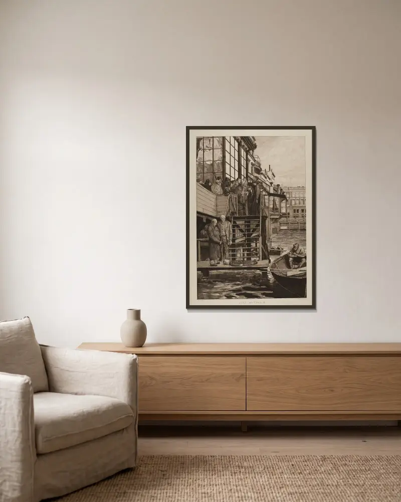 Eine Mutter II von Max Klinger gerahmt an einer Wand