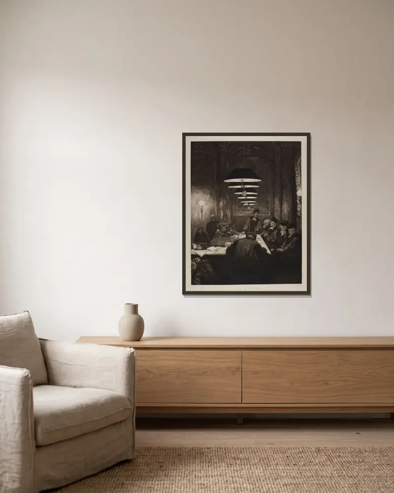 Eine Mutter III von Max Klinger gerahmt an einer Wand