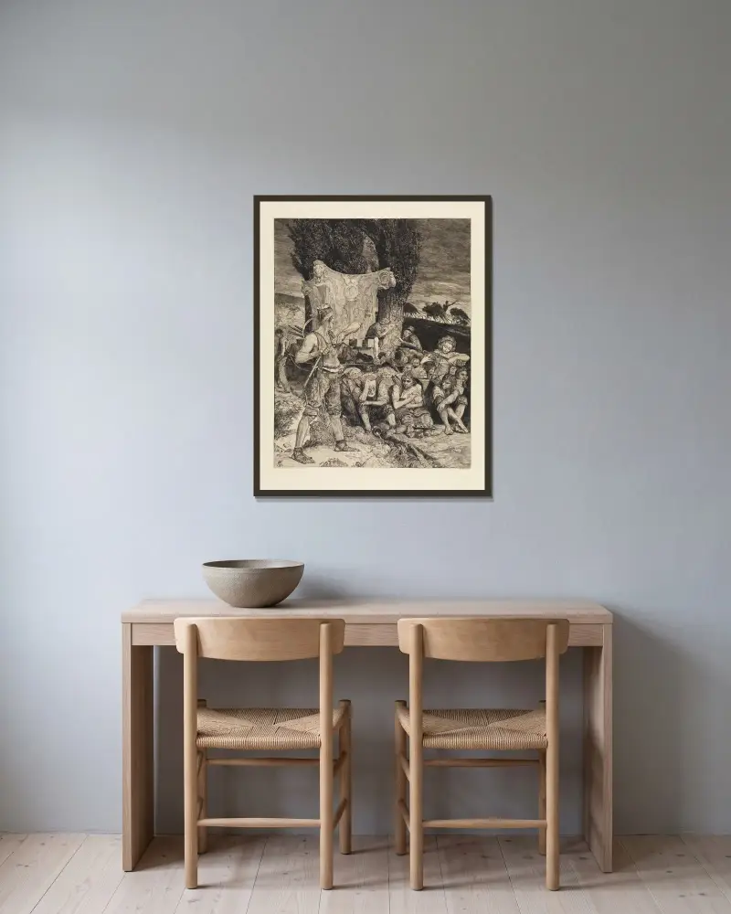 Elend (Vom Tode, Zweiter Theil, Opus XI, Blatt 7) von Max Klinger gerahmt an einer Wand