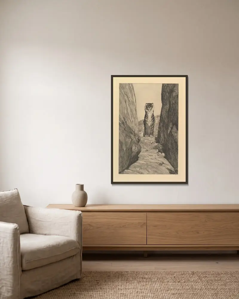 Erste Zukunft von Max Klinger gerahmt an einer Wand