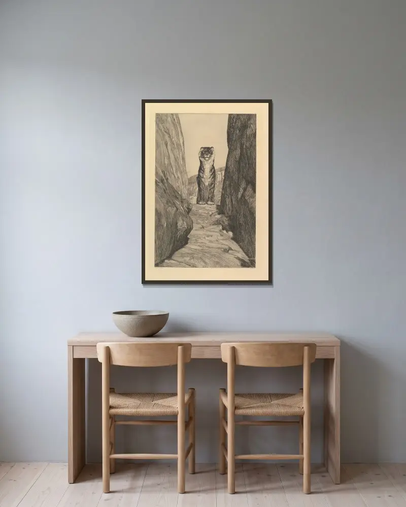 Erste Zukunft von Max Klinger gerahmt an einer Wand