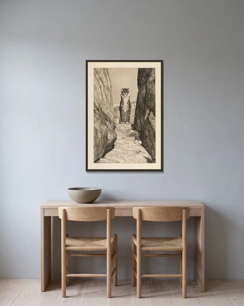 Erste Zukunft (Eva und die Zukunft, Opus III, Blatt 2) von Max Klinger gerahmt an einer Wand