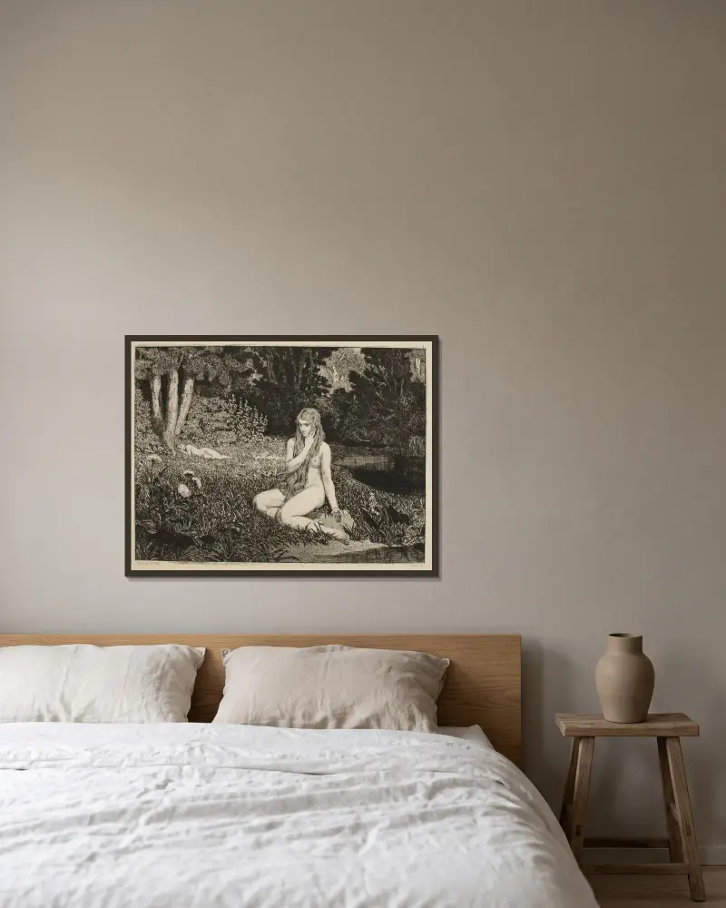 Eva, 1898 – Nr. 2 von Max Klinger gerahmt an einer Wand