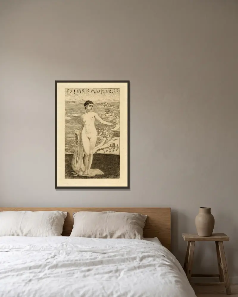 Ex libris Max Klinger von Max Klinger gerahmt an einer Wand