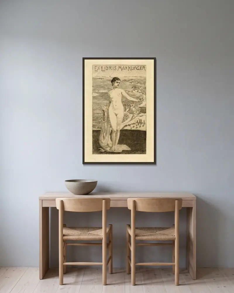 Ex libris Max Klinger von Max Klinger gerahmt an einer Wand