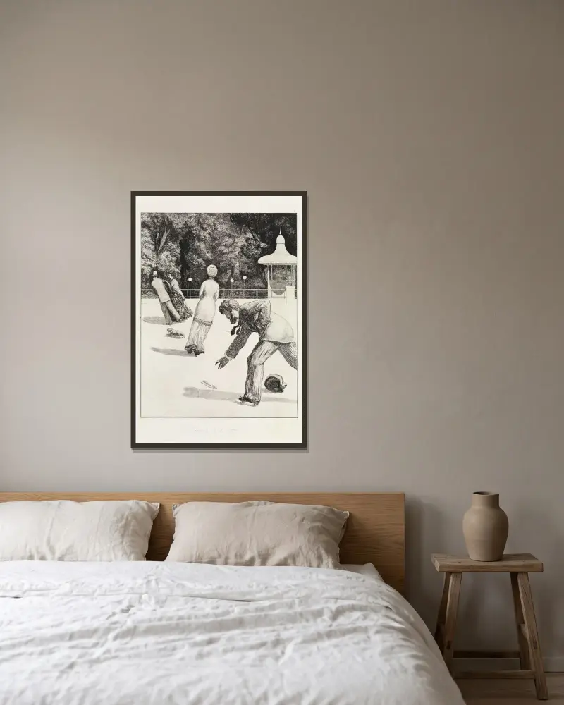 Handlung (Ein Handschuh, Opus VI, Blatt 2) von Max Klinger gerahmt an einer Wand