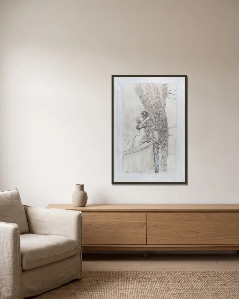 Im Park, aus ‚Eine Liebe (Opus X)‘ von Max Klinger gerahmt an einer Wand