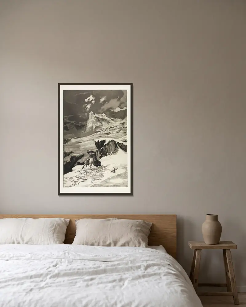 Kämpfende Kentauren (Intermezzi, Opus IV, Blatt 5) von Max Klinger gerahmt an einer Wand