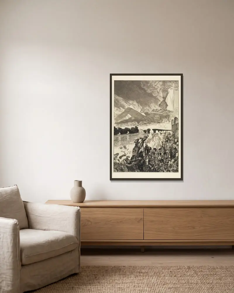 Krieg (Vom Tode, Zweiter Theil, Opus XI, Blatt 5) von Max Klinger gerahmt an einer Wand