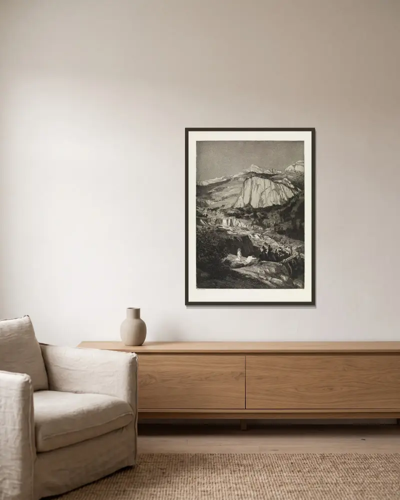 Mondnacht (Intermezzi, Opus IV, Blatt 4) von Max Klinger gerahmt an einer Wand