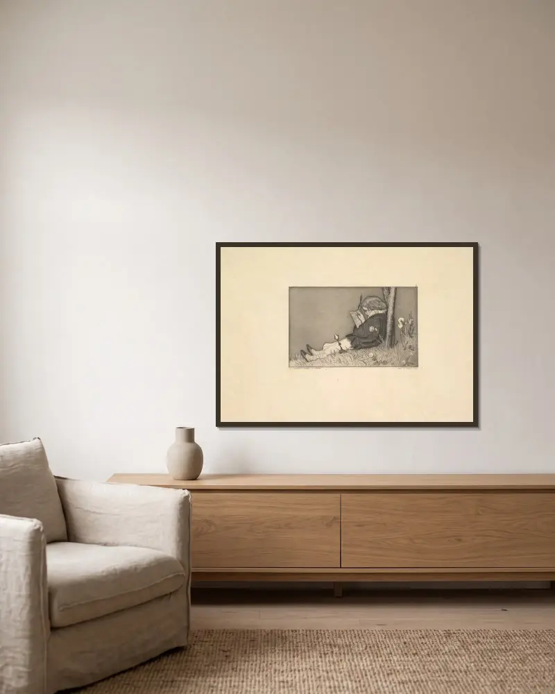 Malerische Zueignung von Max Klinger gerahmt an einer Wand