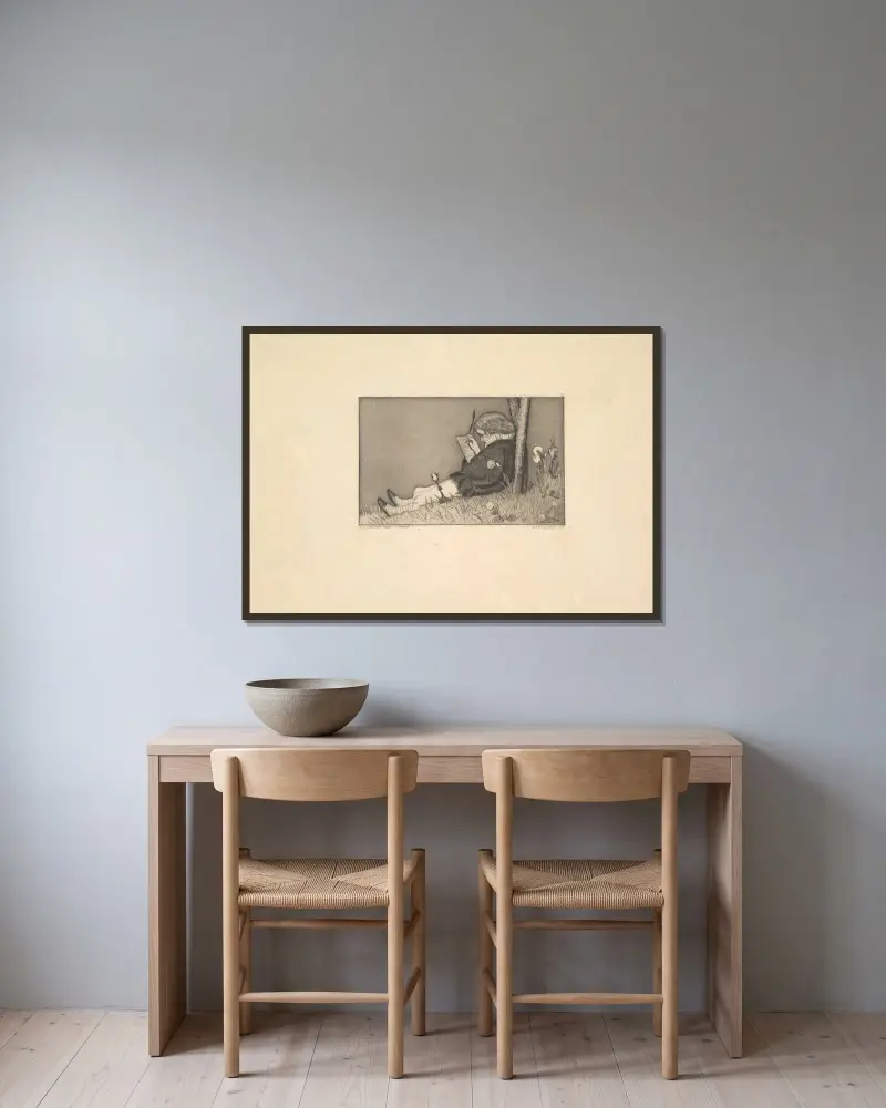 Malerische Zueignung von Max Klinger gerahmt an einer Wand
