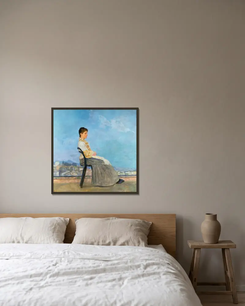 Portret Rzymianki na płaskim dachu w Rzymie, Max Klinger w ramie na ścianie