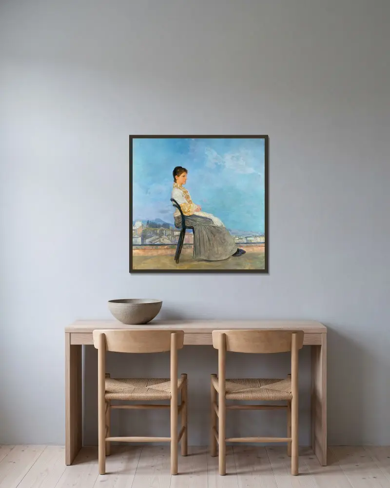 Portret Rzymianki na płaskim dachu w Rzymie, Max Klinger w ramie na ścianie