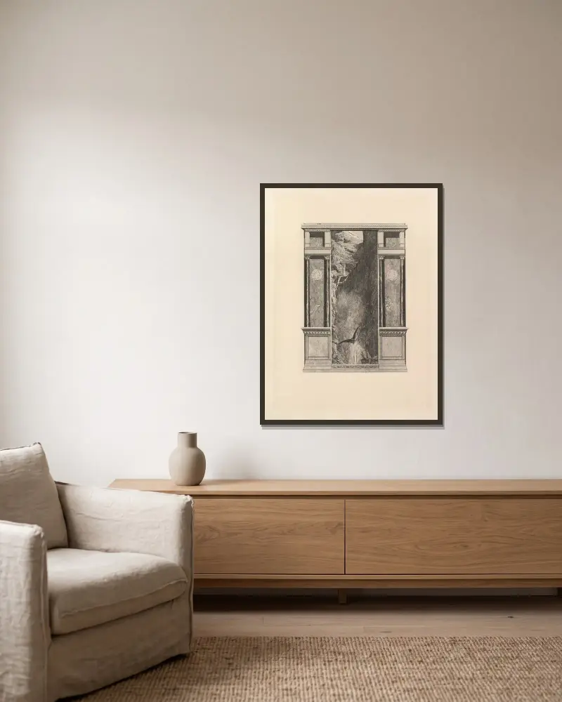 Psyche und der Adler Jupiters von Max Klinger gerahmt an einer Wand