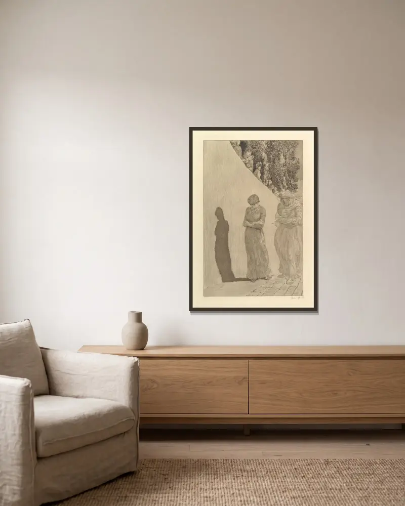 Schande, 1903 von Max Klinger gerahmt an einer Wand