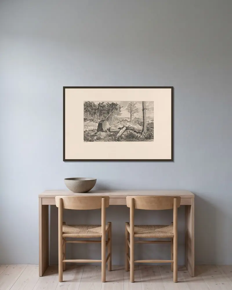 Simplicius in der Waldeinöde von Max Klinger gerahmt an einer Wand