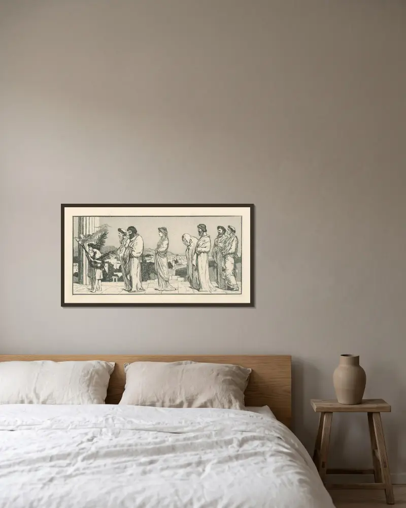 Psyches Hochzeitszug von Max Klinger gerahmt an einer Wand