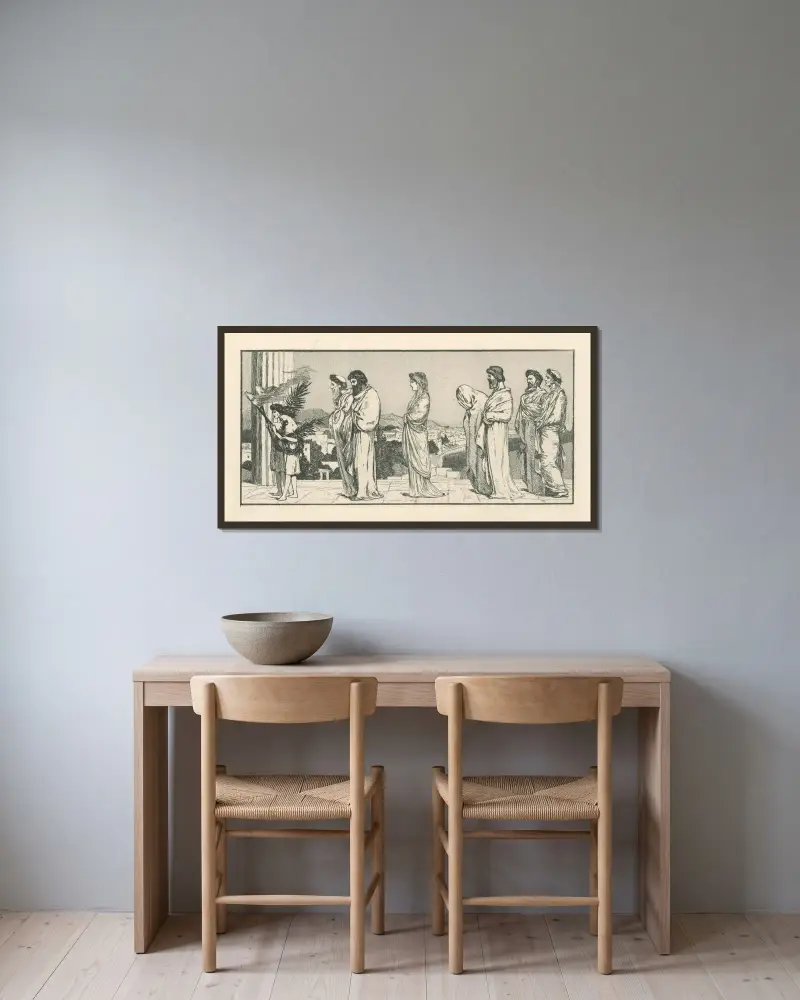 Psyches Hochzeitszug von Max Klinger gerahmt an einer Wand