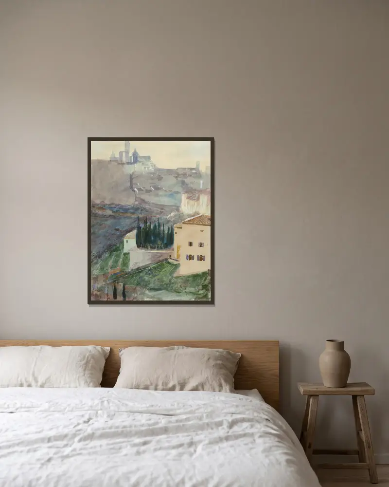 Blick auf Siena von Max Klinger gerahmt an einer Wand