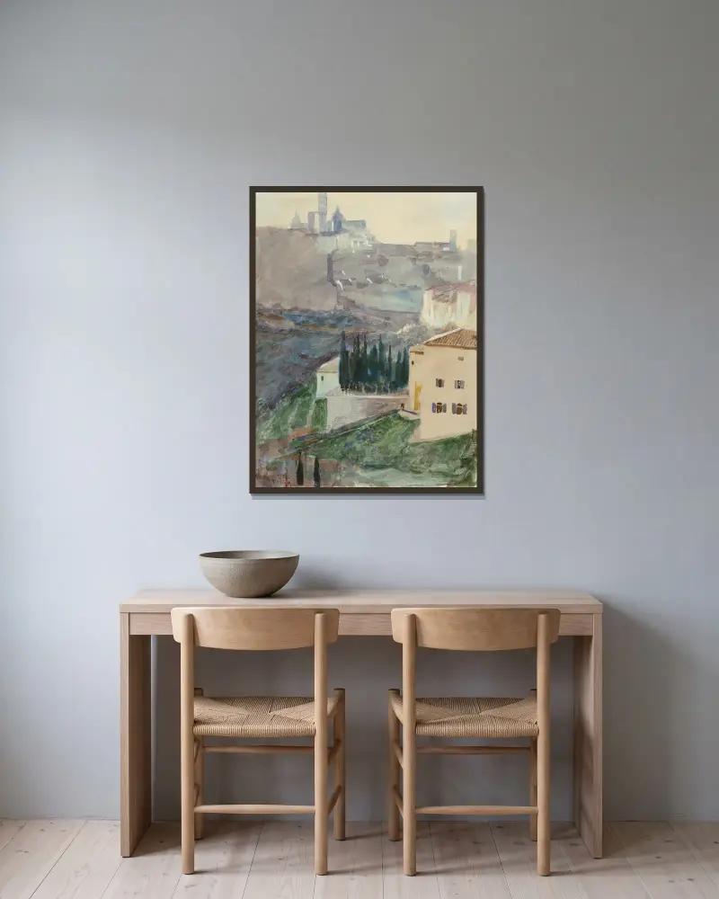 Blick auf Siena von Max Klinger gerahmt an einer Wand