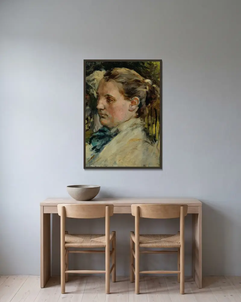 Ženská studie hlavy, Max Klinger v rámu na stěně