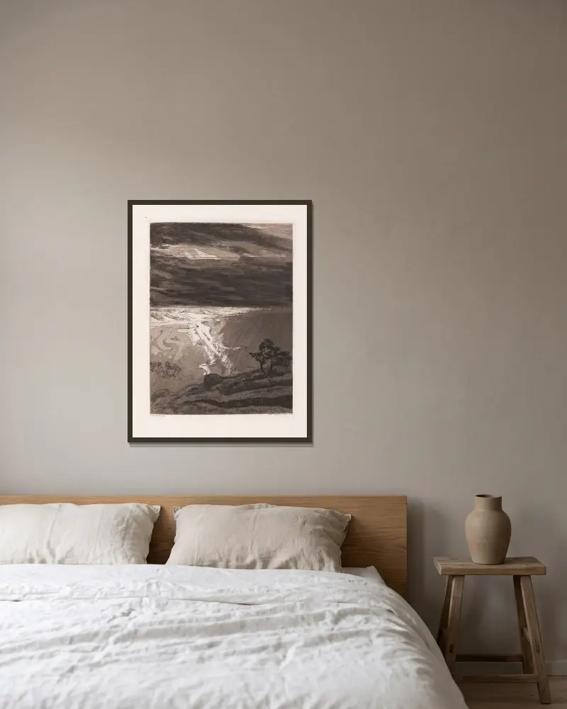 Zelt von Max Klinger gerahmt an einer Wand
