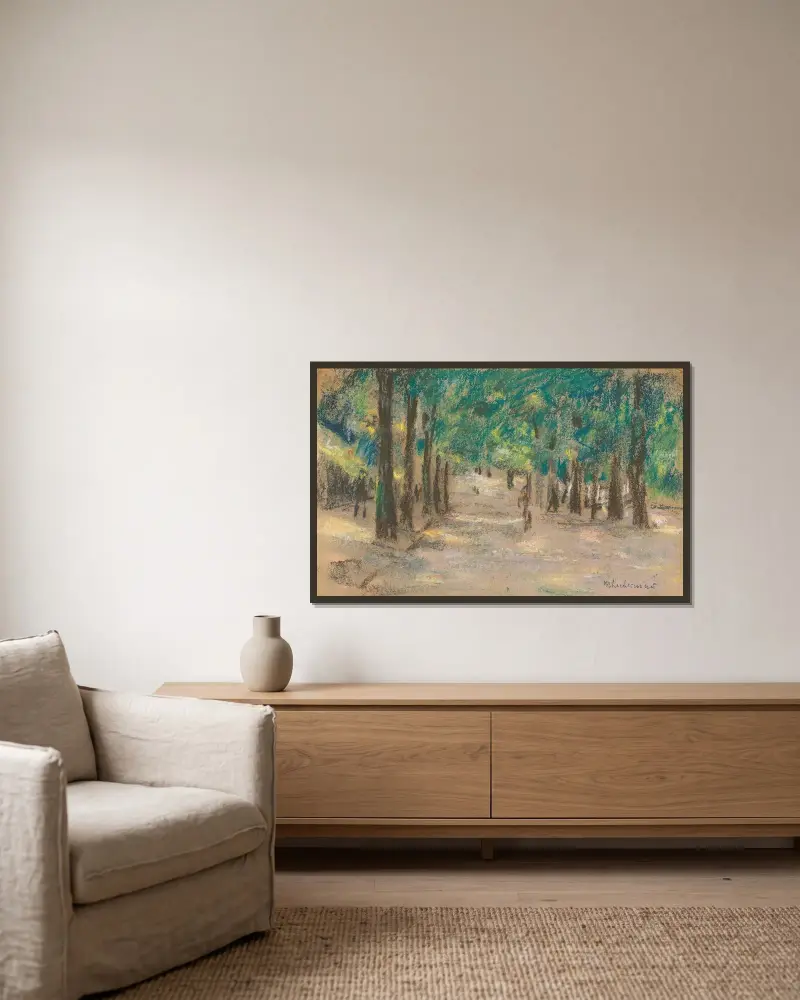Allee (wohl in Haarlem) von Max Liebermann gerahmt an einer Wand