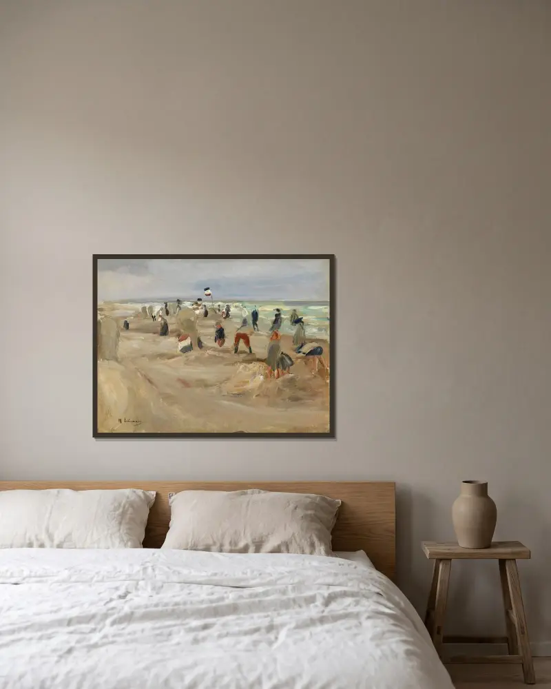 På stranden vid Noordwijk av Max Liebermann inramad på en vägg