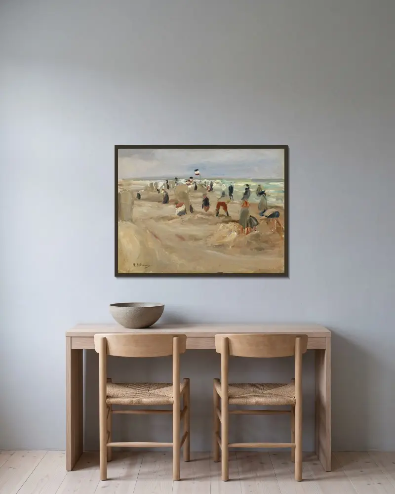 På stranden vid Noordwijk av Max Liebermann inramad på en vägg