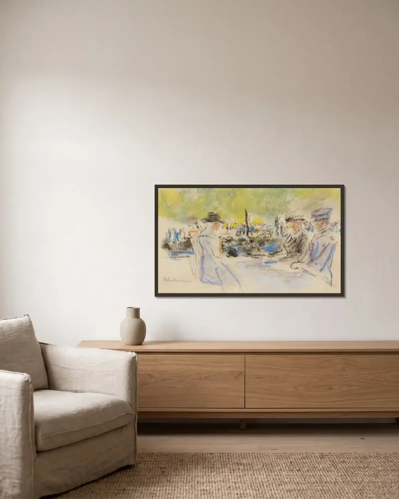 Vid bordet av Max Liebermann inramad på en vägg