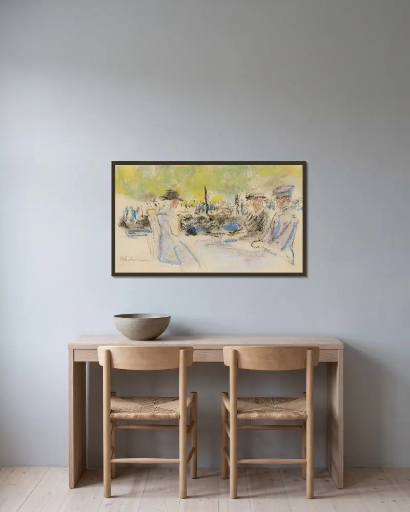 Vid bordet av Max Liebermann inramad på en vägg