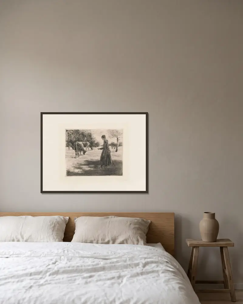 På bete (vid Delden i Holland) av Max Liebermann inramad på en vägg
